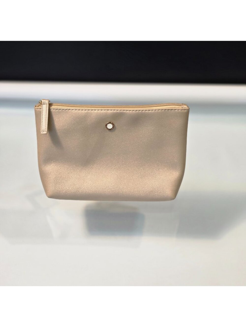 Bvlgari Parfums Champagne Gold Travel Cosmetics Pouch Emirates Logo Makeup Bag